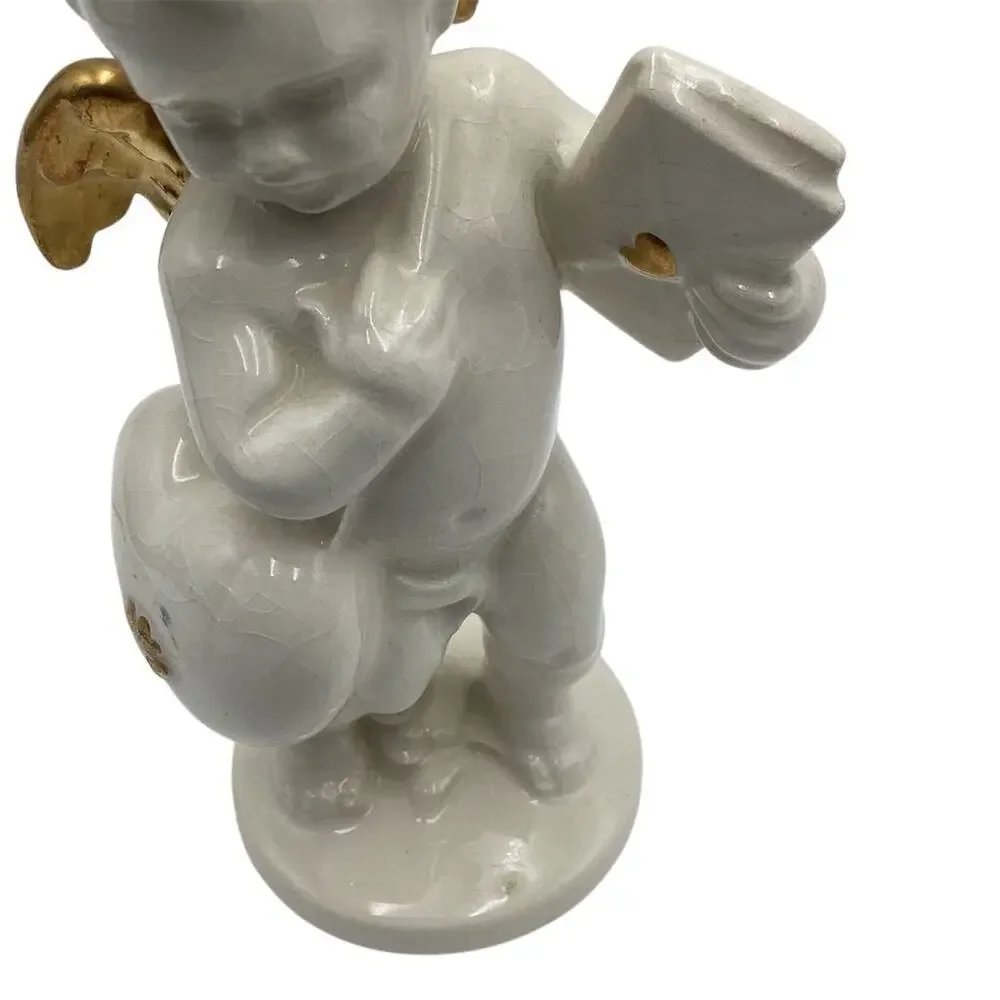 Vintage Angel Figurine with Gold Trim Wings 5.5” Multicolor‎